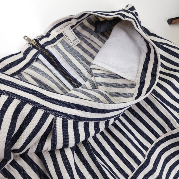 Life in Progress Navy Off-White Stripe Cotton Poly Skirt Sz Large - Picture 5 of 9